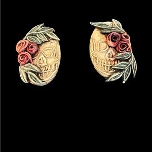 Skull and Rose Earring components